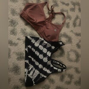 PINK Victoria's Secret Mauve and Black Tie-Dye Bralette Set